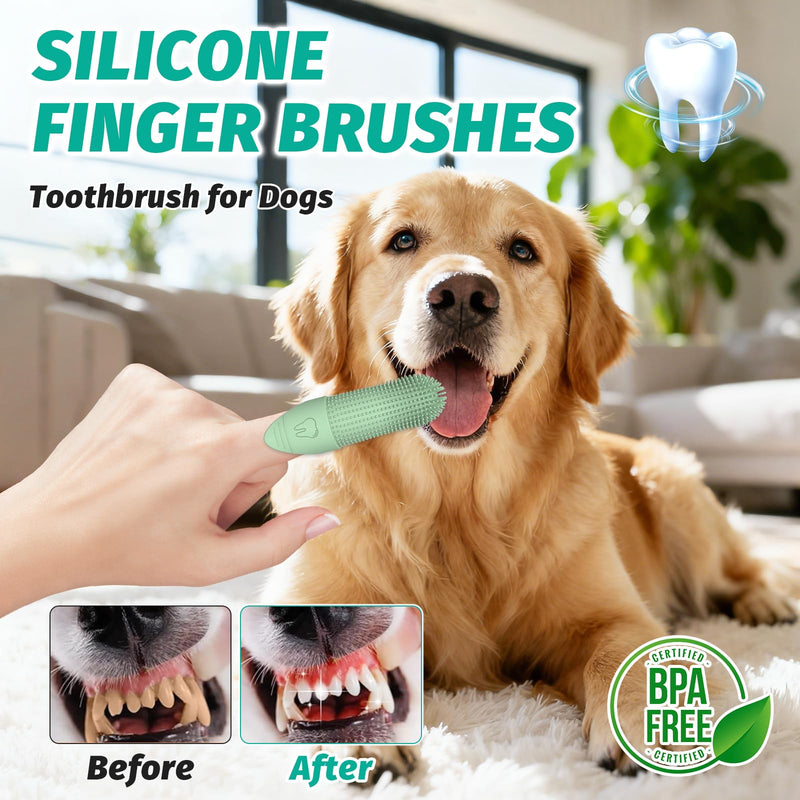 2 Pcs Silicone Finger Toothbrush for Dogs, 360° Flexible Control & Gentle Safe Cleaning, Effortless Plaque Removal for Hard-to-Reach Molars & Daily Oral Hygiene, Perfect for Dogs & Cat