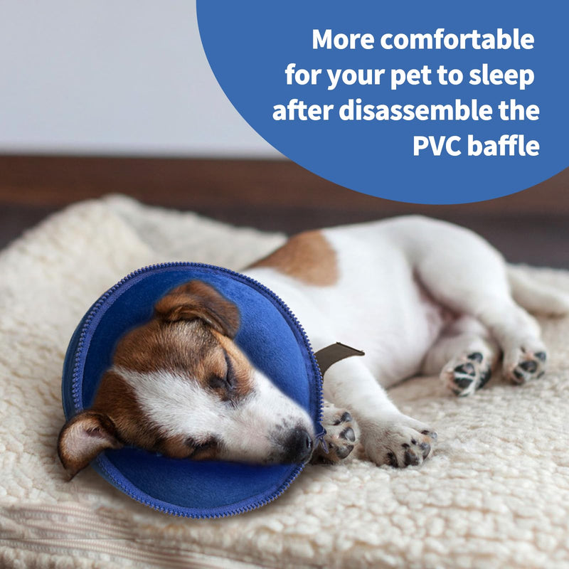 Inflatable Dog Collar for After Surgery, 2 IN 1 Removable Enhanced Anti Licking Baffle for Small Medium Large Dogs Cone Soft Recovery Collars to Anti Scratching (M) M