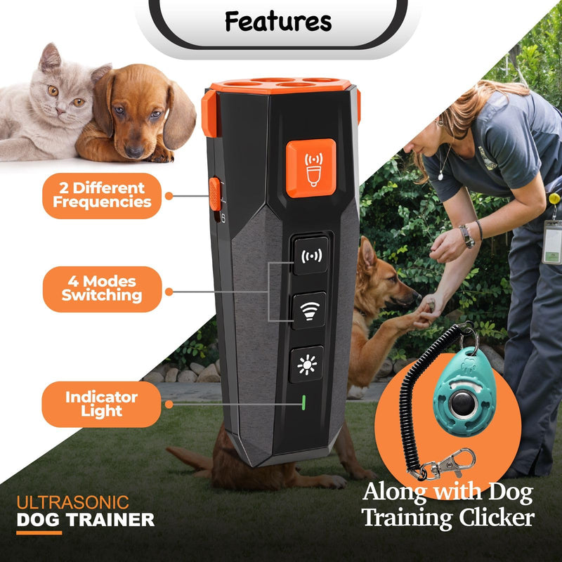 Dog Bark Deterrent Devices – 3 Modes, 15m Range, Flashlight | Safe Humane Anti Barking Device for Dogs | Bark Deterrent Device, Dog Clicker for Training, Dog Training Clicker for Peaceful Home - PawsPlanet Australia
