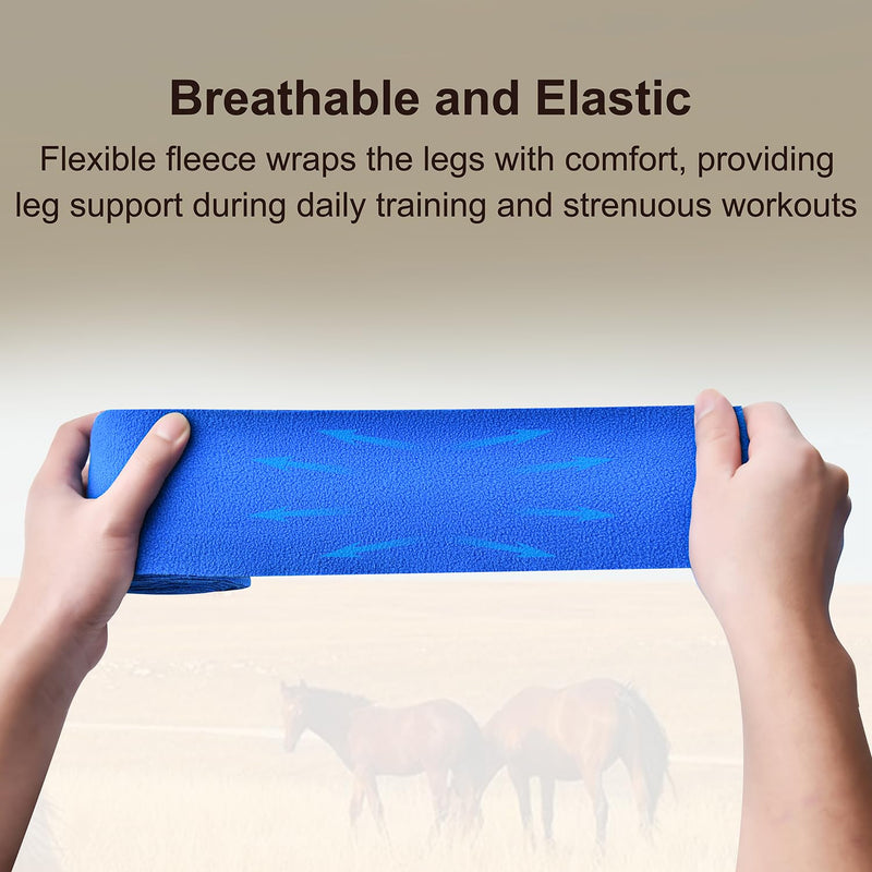 Horse Polo Leg Wraps, Fleece Wraps Elastic Bandages, Comfort Equestrian Standing Wraps, Set of 4, Boot Protection Stable Wraps Supplies (Full 10ft Red) - PawsPlanet Australia
