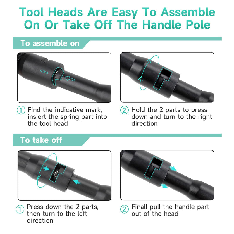 hygger 6-in-1 Aquarium Cleaning Tools, Multipurpose Fish Tank Cleaning Kit for 20-160 Gallon Tank with Telescopic Long Handle,6 Clean Heads