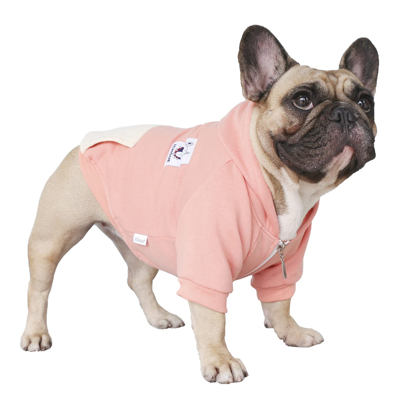 iChoue French Bulldog Frenchie Clothes Hoodies for Dogs Pug English Boston Terrier Bully Pitbull Corgi Sweatshirt Sweater Clothing - Pink/Large Large (Pack of 1)