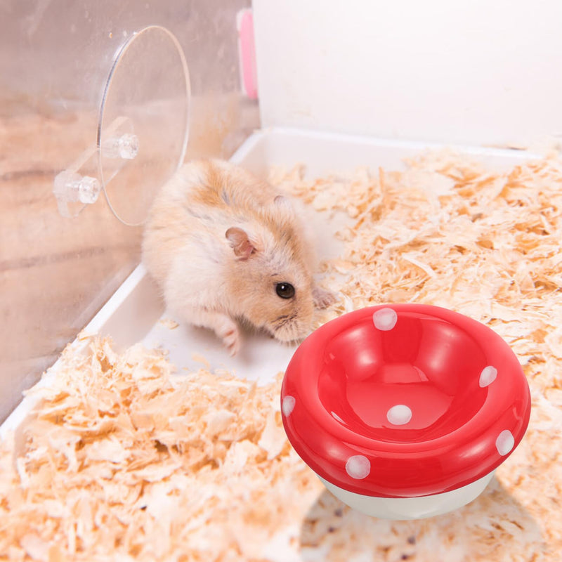 POPETPOP Hamster Mushroom Bowl - Ceramic Hamster Food Bowl Gerbil Water Feeding Dish Small Animal Bowl Container for Guinea Pigs Gerbil Mouse Rat Chinchilla