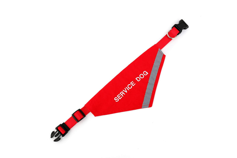 Doggie Stylz Service Dog Bandana with Reflective Strip for pet Safety at Night. Has Built in Matching Collar to Keep Bandana Secure | Metal Ring to Attach Leash | Red Small (Neck 10-16") NECK 10-16" - PawsPlanet Australia