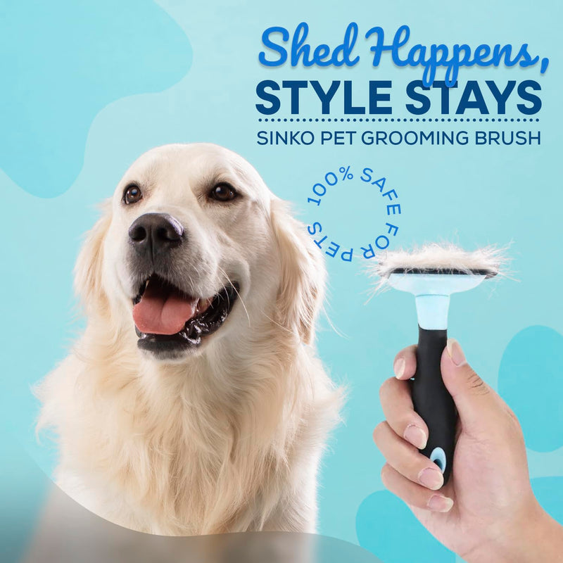 Sinko Deshedding Dog Brush -Professional Dog Deshedding Brush, Dog Brush for Shedding, Pet Deshedding Tool, Cat Deshedding Brush, Fur Deshedding Brush, Pet Hair Remover for Cats and Dogs (Blue) Blue - PawsPlanet Australia