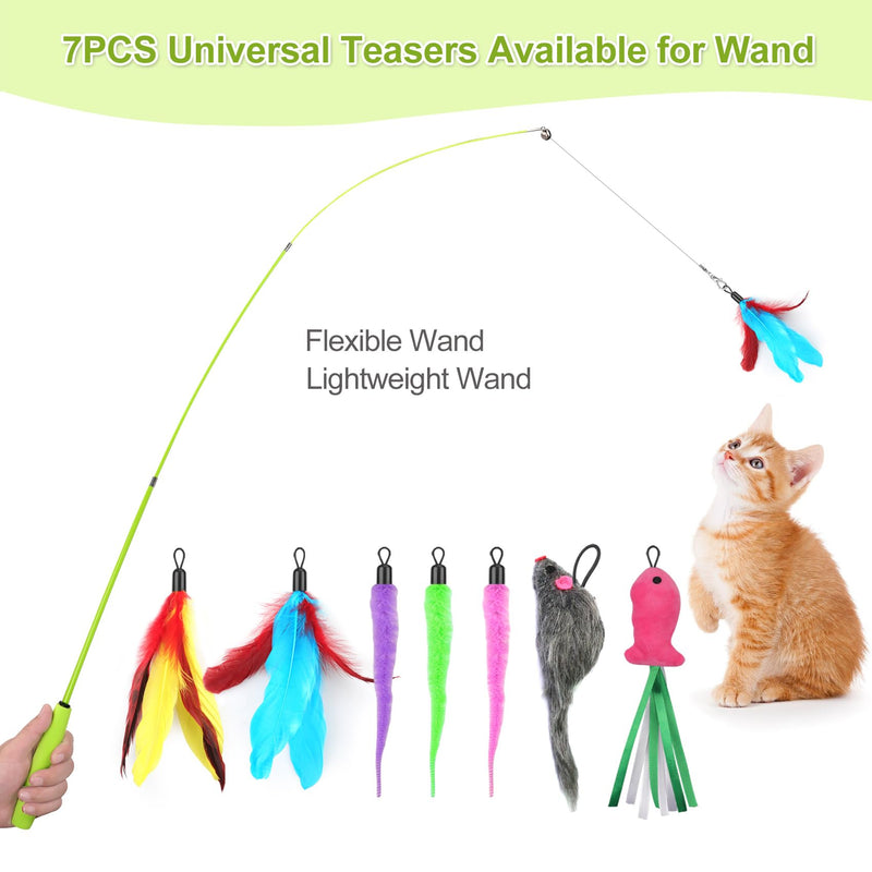 Cat Toys Interactive for Indoor Cats, 2 Retractable Cat Wand Toys, 2 Hanging Door Cat Toy with Mouse Fish, 5 Teaser Toys, Cat Feather Toys for Bored Indoor Adult Cats Kitten Stimulation Exercise Toys 2 Cat Wand + 2 Hanging Toys - PawsPlanet Australia
