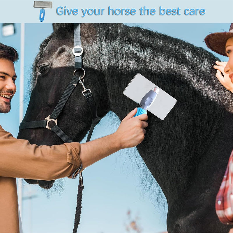 Horse Pin Brush, Horse Grooming Brush, Horse Massage Brush, Horse Hair Brush, Professional Grade Horse Brush, Dog Hair Remover for Horse Dog and Cat Bathing Grooming Shedding (A) A