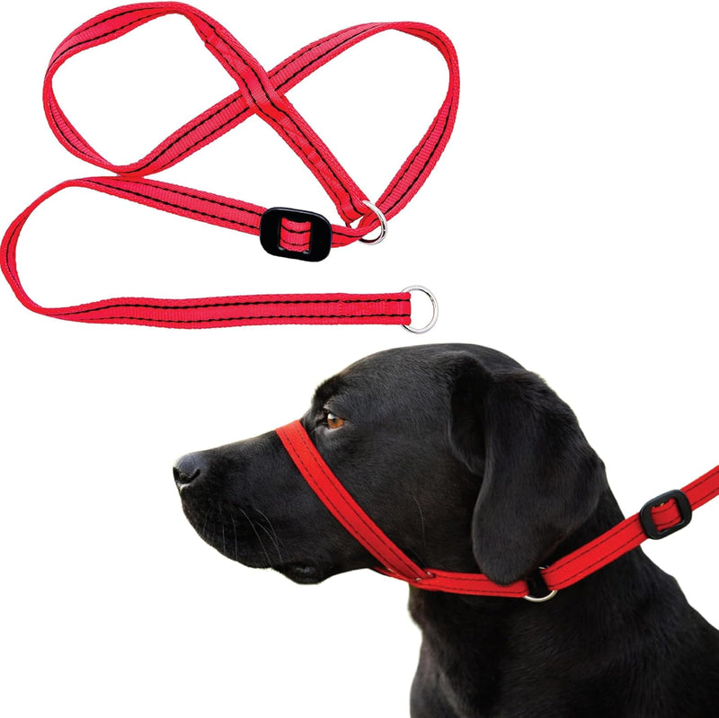 Extra-Wide Anti Pull Dog Headcollar - Trainer Approved - Soft & Gentle Control - Practical Dog Training & Behaviour Aid - Right Hand - UK Made - Doesn't Include Lead - Red Large | X-Wide