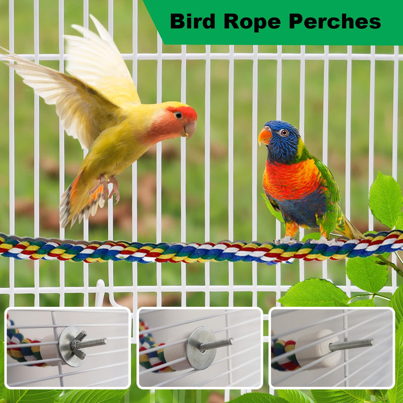 24-Inch Bird Rope Perch (0.8'' Diameter) + 2 Volcanic Stone Bird Stands - Beak & Claw Care for Small/Medium Birds, Natural & Stable Birds Perch 24‘’and Volcanic Rock - PawsPlanet Australia