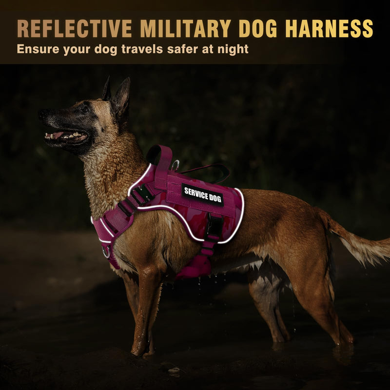 WINSEE Tactical Dog Harness for Medium Dog, Heavy Duty Service Working MOLLE Vest with 10 Pet Patches, 2X Metal Buckle Vest for Training Hunting Walking Camo Pink - PawsPlanet Australia