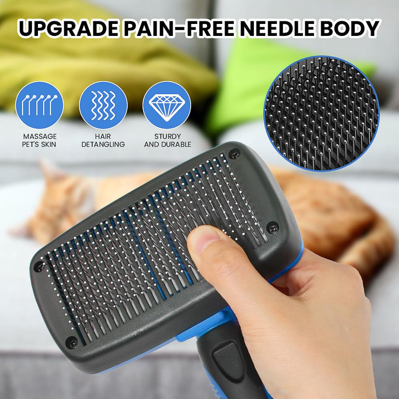 Self-Cleaning Pet Grooming Brush – Deshedding Tool - Removes Loose Fur- Easy One-Click Fur Removal - Hair Brush - Pet Hair Removal Tool - Cat brush - Dog brush for Shedding - Dog hair remover - Large - PawsPlanet Australia