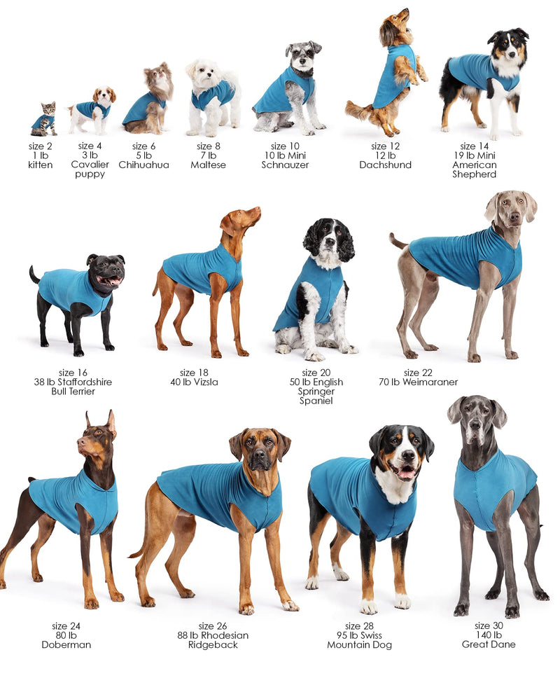 Stretch Fleece Dog Coat, Stretchy Pet Sweater, Machine Washable Pullover for Winter and Fall, Blue Plaid, 12 - PawsPlanet Australia