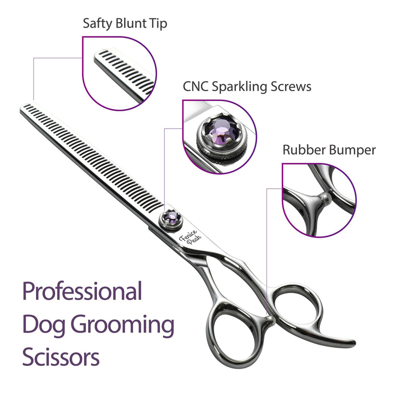 Fenice Peak 7 inch Thinning Dog Grooming Scissors Professional Dog Shears Made of Japanese 440C Stainless Steel with Jewelled Screw Trimming Cutting Scissors Durable and Sharp - PawsPlanet Australia