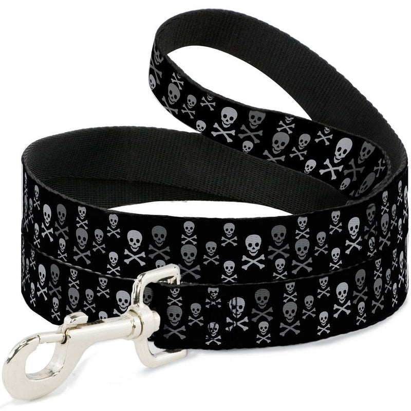 Buckle-Down Pet Leash - Multi Skull Black/Gray - 6 Feet Long - 1" Wide