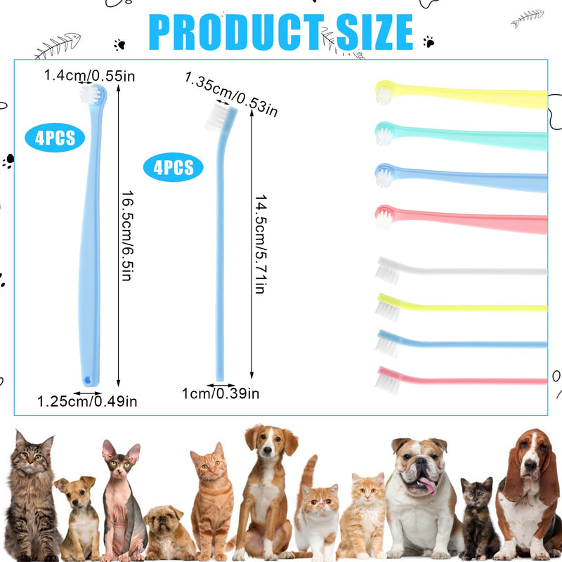 8pcs Dog Toothbrush, 2 Styles Soft Bristle Small Cat Toothbrush Micro Head Kitten Teeth Cleaning Brush Dental Care Supplies for Tiny Puppy Kitty Reduce Plaque Tartar Formation & Bad Breath - PawsPlanet Australia