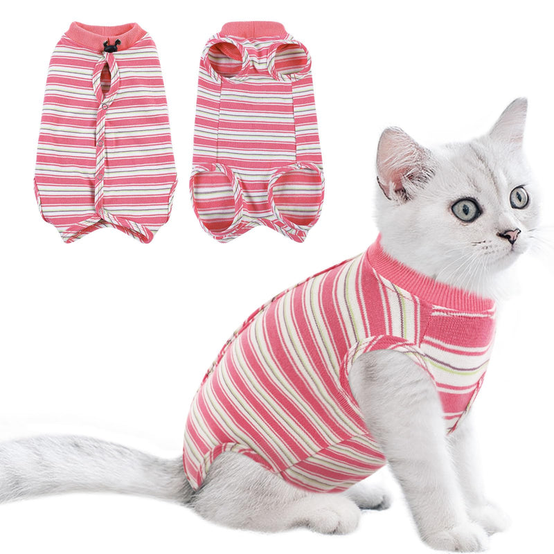 Queenmore Cat Recovery Suit - Post-Surgery Bodysuit, Cone of Shame Alternative for Cats - Anti Licking (Pink, M) Medium Pink
