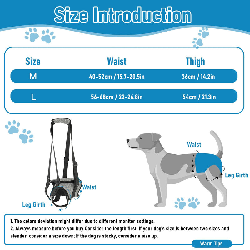 Dog Lifting Harness, Adjustable Emotional Support Dog Harness, Soft Dog Support Harness for Back Legs, Portable Dog Harness with Lift Sponge Handle for Elderly Disabled Joint Dogs L