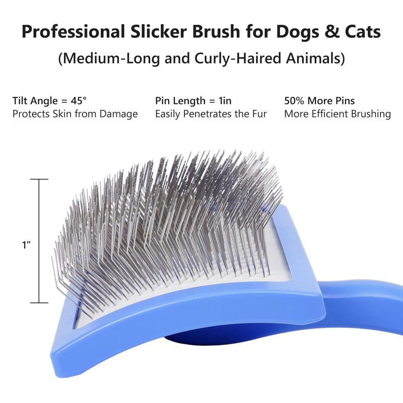 3PCS Slicker Brush for Dogs & Pet Comb,Professional Dog Grooming Brush(Goldendoodles,Poodles,Labra) suitable brush for dogs and cats for Shedding & Haired Pets, Pet Supplies Accessories (Blue) Blue - PawsPlanet Australia