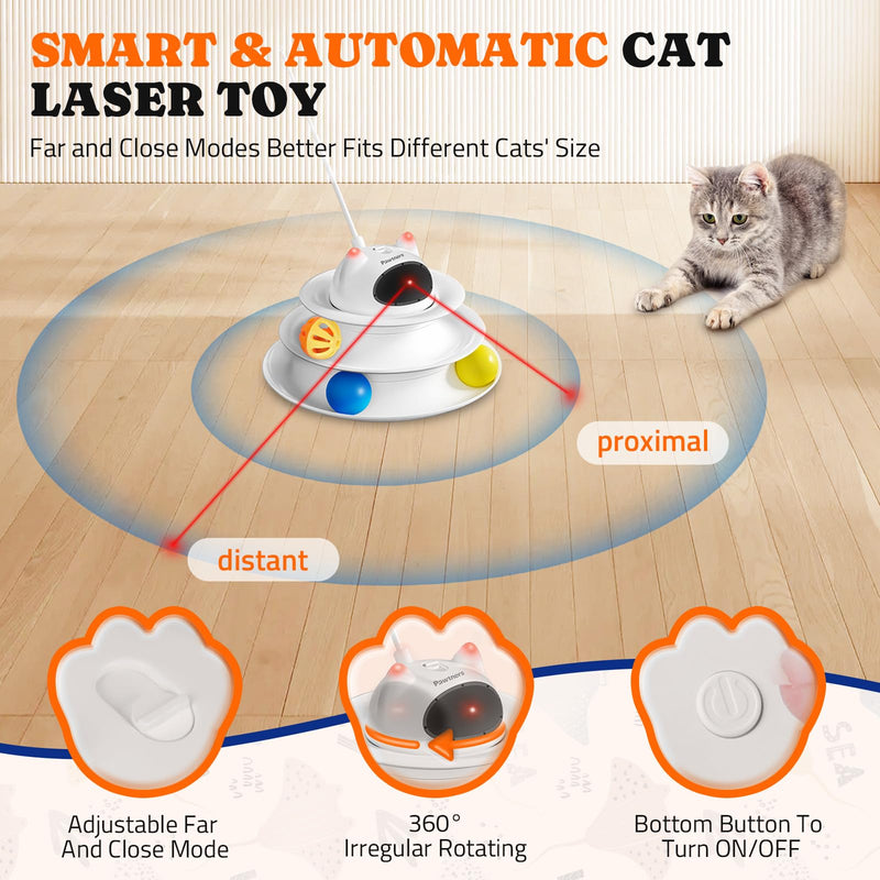 Interactive Cat Toy: 5 in 1 Automatic Cat Toy for Indoor Cats, Rechargeable Hide and Seek Toy with PVC Cover, Battery Operated Kitten Laser Toy, Self Play Fluttering Feather Wand with Track Ball - PawsPlanet Australia