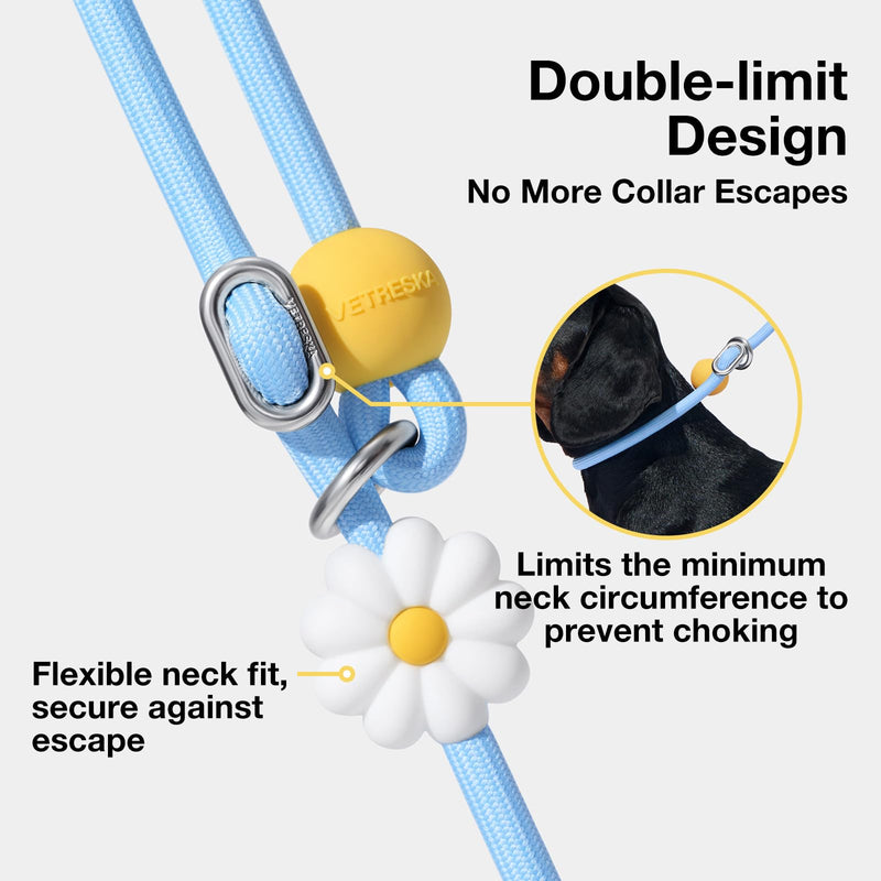 VETRESKA Tangle-Free Dog Leash, 6FT Rope Leash for Small Medium Dogs, Explosion-Proof, Shockproof Handle Dog Leashes for Walking, No Pull Leashes with Bag Dispenser, 2 in 1 Walk Kit (Daisy) Daisy Blue