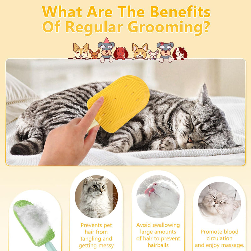 Celerypets Cat Grooming Tool - Tongue Comb & Brush (2Pcs) for Easily Removing Fur & Reducing Hairballs - PawsPlanet Australia
