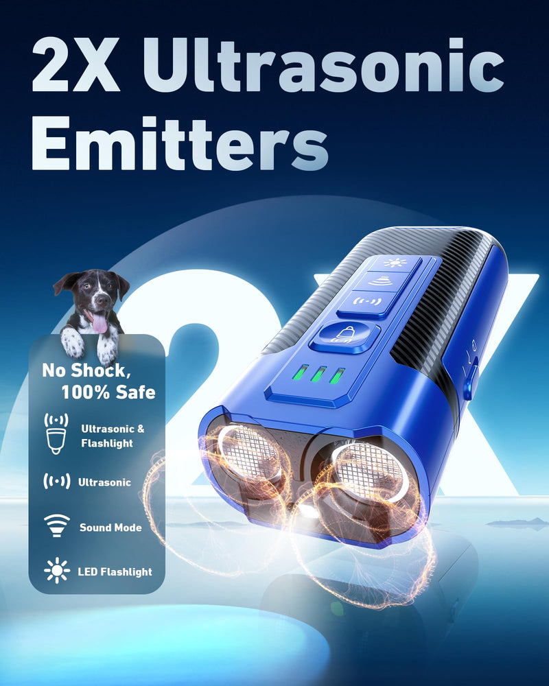 Dog Bark Deterrent Devices-Ultrasonic Anti Barking Device for Dogs with 50ft Range, Rechargeable No Barking Device for Own or Neighbor's Dogs, Portable Safe for Dogs/Humans | Indoor/Outdoor Use-Blue Blue - PawsPlanet Australia