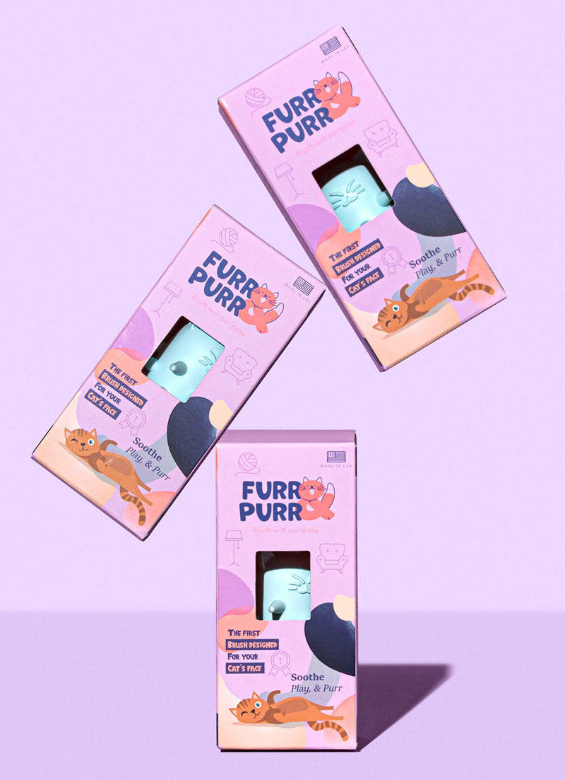 Furr&Purr Cat Brush, Scratcher, and Massager - Indoor Cat Calming Care with Face Scratcher, Finger Brush (3-Pack, Made in USA) 3 Pack - New - PawsPlanet Australia