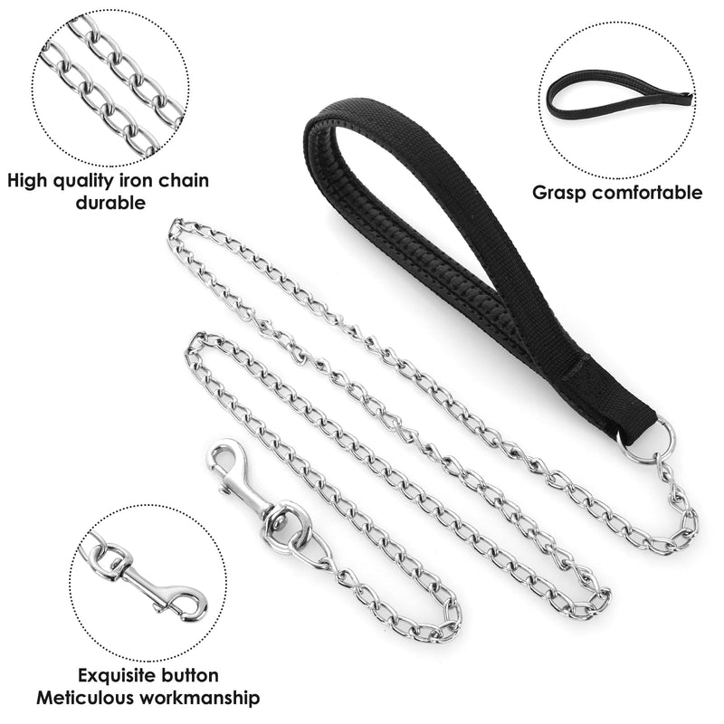 Giantree Metal Dog Leash, Heavy Duty Anti-Bite Dog Leash with Soft Nylon Padded Handle Chew Proof Dog Chain Leash for Small Medium Large Dogs - PawsPlanet Australia