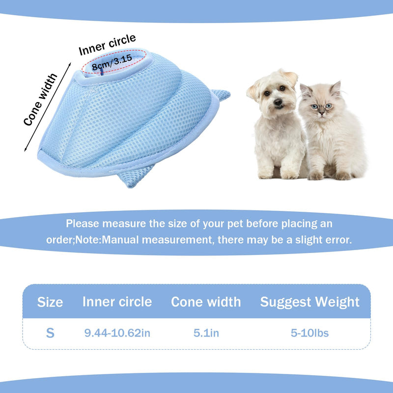 Nogeqi Cat Collar, Cute Shark Design Cat Collar, Adjustable Cat Collar, Cat Cone Collar, Soft for Cats and Small Dogs After Surgery and Injuries (M)