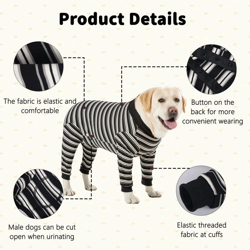 Dog Recovery Suit Female Spay Surgical for Dogs After Surgery | Anti-licking, wound protection, breathable, lightweight, collar alternative, button closure design, for small medium dogs Black L
