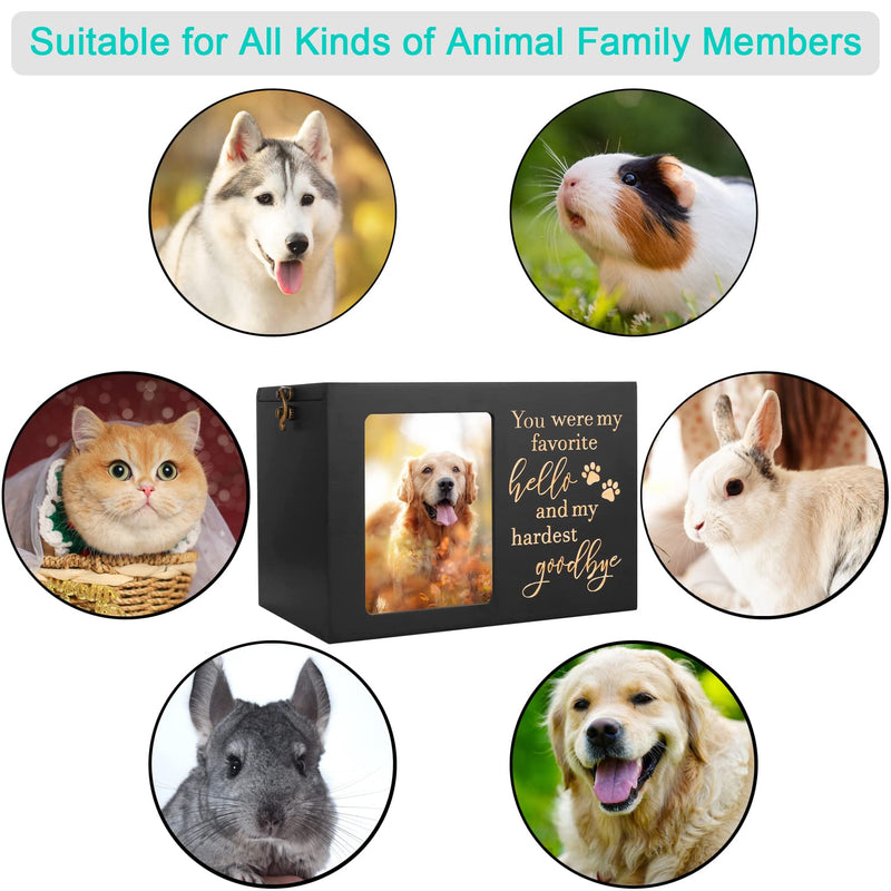 Pet Memorial Urns for Dog or Cat Ashes, Large Wooden Funeral Cremation Urns with Photo Frame, Memorial Keepsake Memory Box with Black Flannel as Lining, Loss Pet Memorial Remembrance Gift Paw Large - Capacity 90 Cubic Inches - PawsPlanet Australia