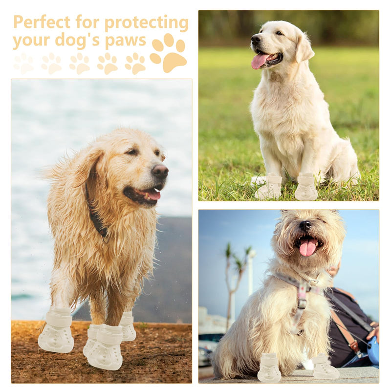Dog Shoes, Dog Sandals for Hot Pavement, Non-Slip Waterproof Dog Booties for Winter Snowy Day and Summer, Adjustable Straps Easy-Clean Beach Outdoor Pet Boots Rugged Sole-4Pcs Beige Size 6:（2.56''x1.97'')(L*W) - PawsPlanet Australia