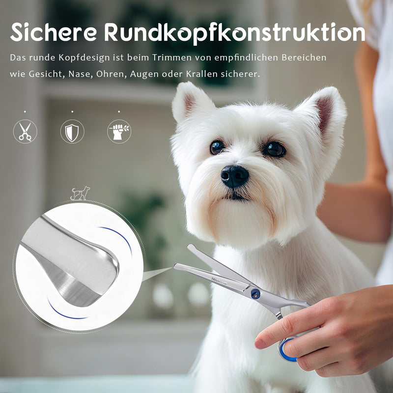 Dog Grooming Scissors, Rust-Resistant Steel, Professional Dog Scissors Grooming with Safe Rounded Tips, Ergonomic Handle, One-Piece Design,Professional Hair for Trimming Face, Paws &Tail,Pink Pink [5-in-1] - PawsPlanet Australia