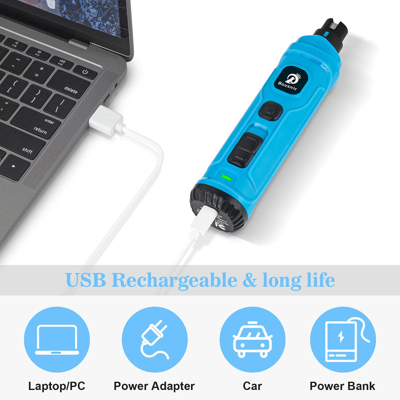 BOUSNIC Dog Nail Grinder with 2 LED Light - Super Quiet Pet Nail Grinder Powerful 2-Speed Electric Dog Nail Trimmer File Toenail Grinder for Puppy Small Medium Large Breed Dogs & Cats (Blue) Blue - PawsPlanet Australia