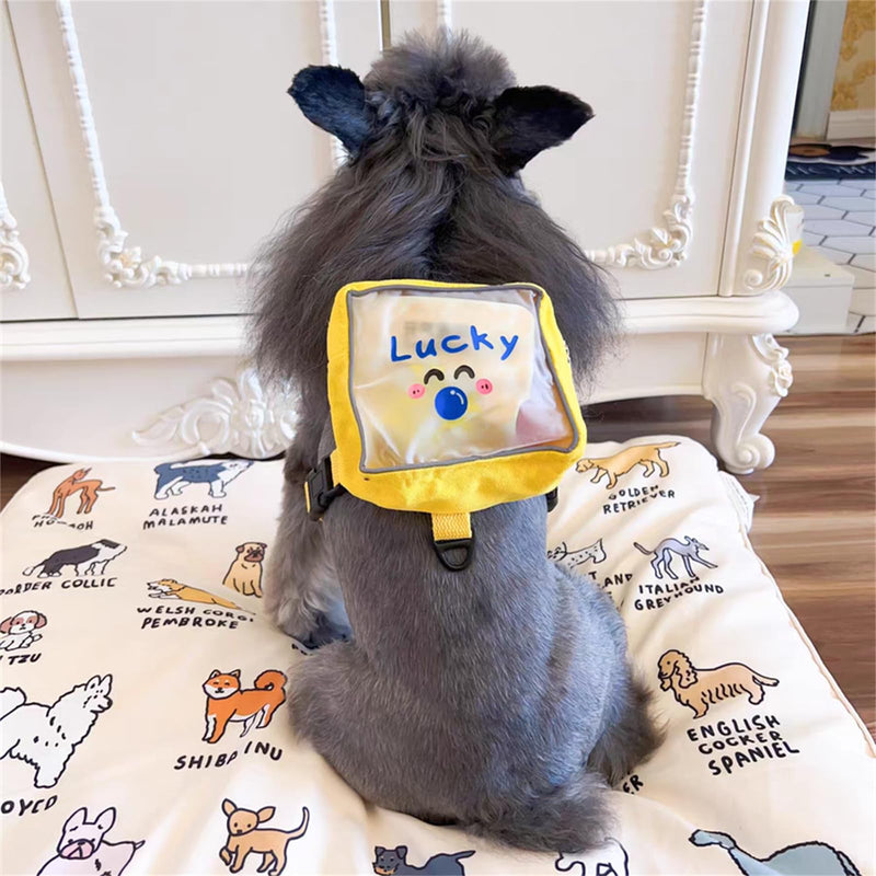 Dog Harness Backpack Cute Small Dog Vest Harness and Leash Set Plaid Soft Mesh Dog Harness with Adjustable Travel Food Back Pack Carrier Bags for Puppy Small Tiny Medium Large Dogs (Yellow, Medium) Yellow - PawsPlanet Australia