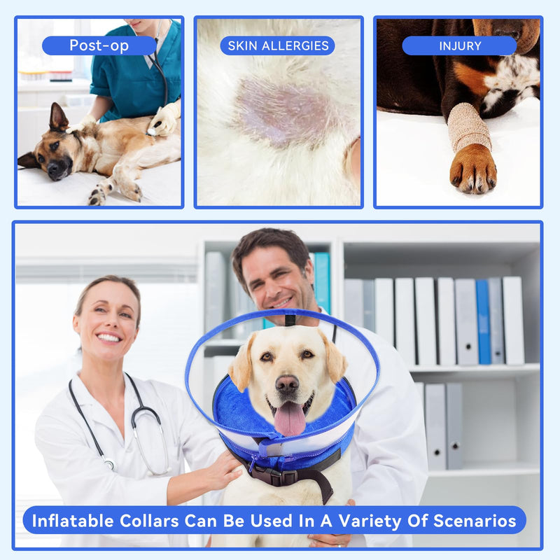 Dog Cone Collar, Inflatable Dog Cone After Surgery for Small Medium Large Dogs, Soft Dog Cone of Alternative with Enhanced Anti-Licking Guard Shield for Pets (Blue, S (Neck: 5"-8")) Blue S (Neck: 5"-8") - PawsPlanet Australia
