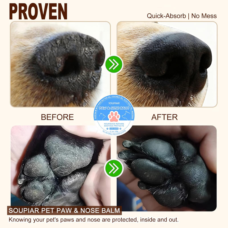Vet-Approved Dog Paw Balm & Nose Butter 2.1oz - Lick-Safe All-Natural Moisturizer with Coconut Oil, Nourishes Dry Paws & Noses, Protects Against Hot Pavement & Winter Cold for Dogs, Cats & Horses - PawsPlanet Australia