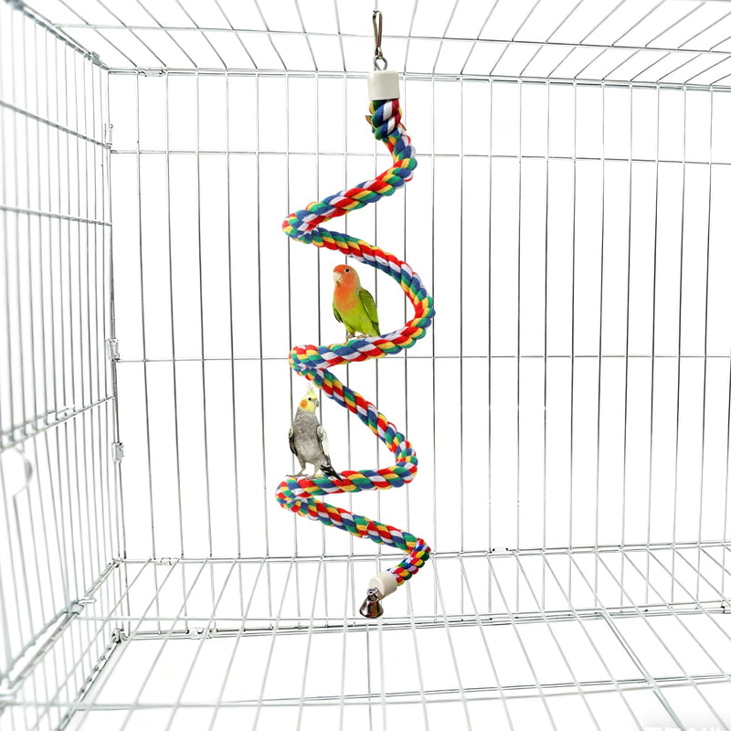 Bird Rope Perch & Birds Swing Set - Bird cage Accessories, Rope perches for Conures, Parrots,Cockatiel,Lovebird,Budgerigar,Parakeet perches for cage,Birds perches 40inch - PawsPlanet Australia