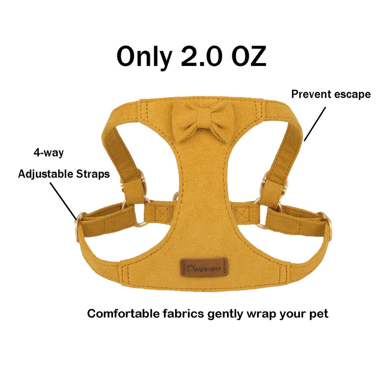 Cute Small Dog Harness and Leash Puppy Set with Bowtie,Step in Dog Harnesses,Soft Adjustable Cat & Dog Vest,Harness for Small Cats & Dogs Walks and Parties(Yellow,S:Weight 8.8-17.6lb) Yellow S(Chest:16-22'') - PawsPlanet Australia