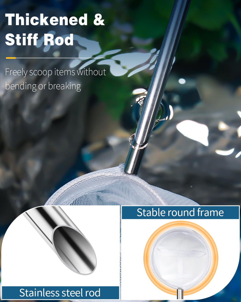 Pawfly Aquarium Shrimp Net Tiny Fish Tank Net with Extendable Stainless Steel Handle Soft Round Fine Net Mesh for Shrimp Baby Fish Food Residue Debris Skimming Net for Small Ponds 2 Inch - PawsPlanet Australia