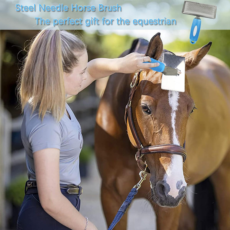 Horse Pin Brush, Horse Grooming Brush, Horse Massage Brush, Horse Hair Brush, Professional Grade Horse Brush, Dog Hair Remover for Horse Dog and Cat Bathing Grooming Shedding (A) A