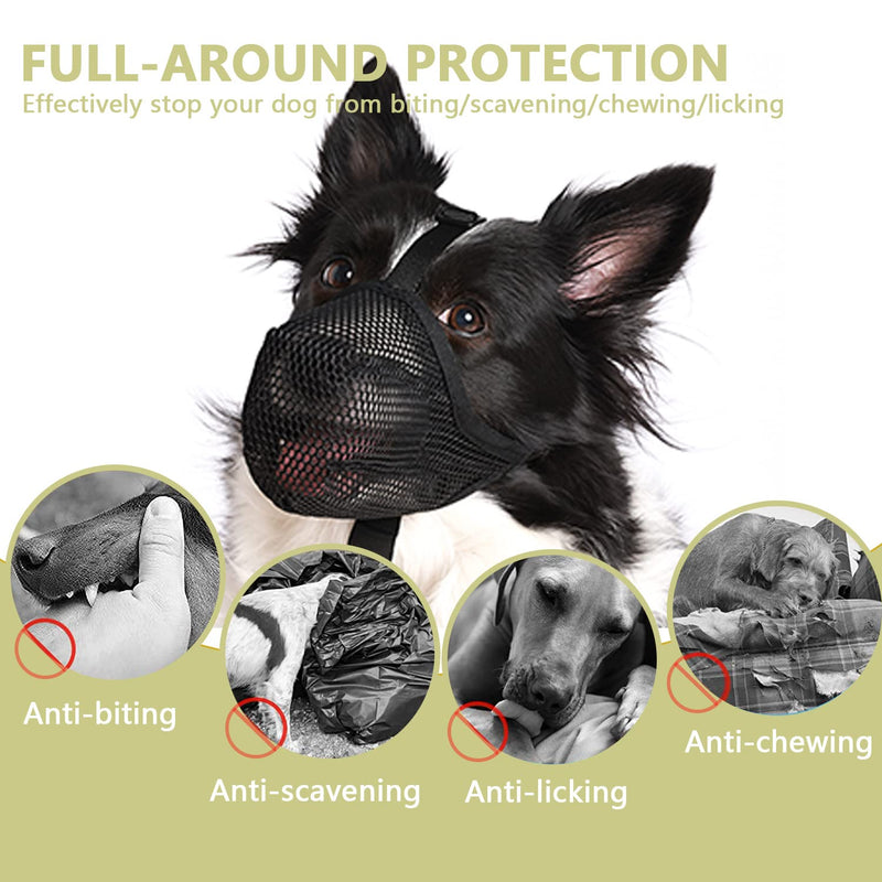 Whongkidz Dog Muzzle for Extra Small Sized Dogs, Air Mesh Dog Mouth Cover Allow Drinking No Biting Chewing for Dogs That Eat Everything (Black, XS) Black XS: 4½”-6½” Snout Circumference - PawsPlanet Australia