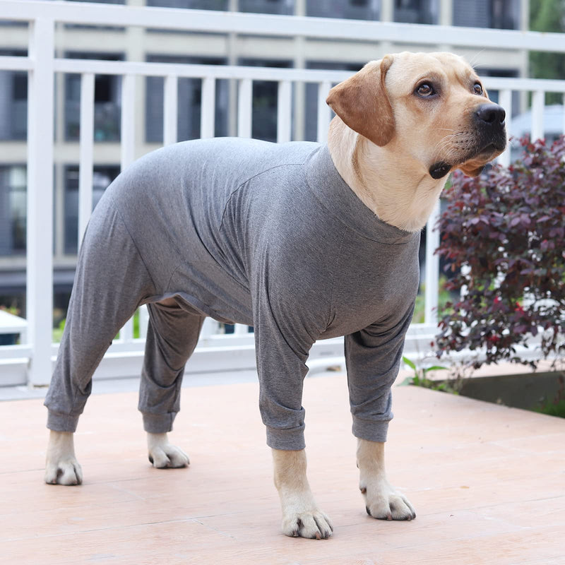 Dog Recovery Suit Abdominal Wound After Surgery Wear Prevent Licking Wounds E-Collar & Cone Alternatives Postoperative Shirt Dog Pajamas Long Sleeve Prevent Shedding (Large, Grey) Large (Pack of 1)