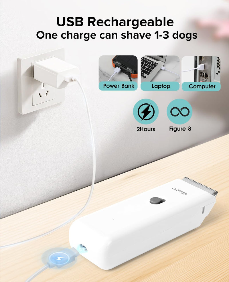 Upgrade Home Professional Dog Grooming Kit Clipper for Matted & Long Hair, Cordless Pet Shaver Low Noise USB Rechargeable for Cats, Small&Medium Dogs, Handy Pet Hair Grooming Trimmer, White Rk005-white - PawsPlanet Australia