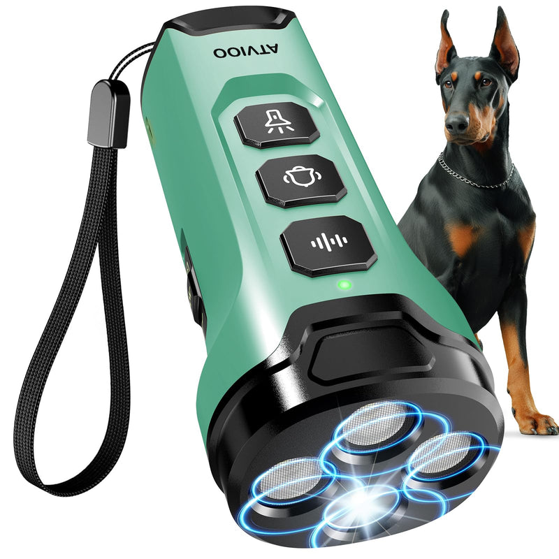 Dog Bark Deterrent Devices - Humane & Effective Training Dog, Stop No More Barking with 3X Ultrasonic Emitters (Light Green)
