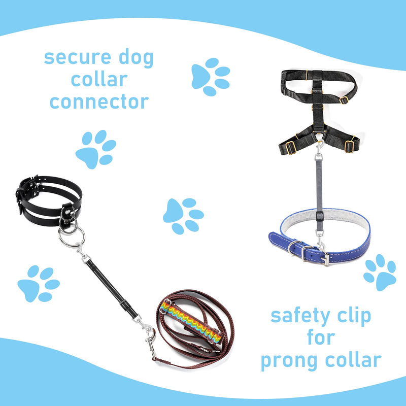 Cobee Reflective Nylon Prong Collar Clips, 2 Pcs Backup Safety Adjustable Dog Harness Connector, Double Ended Clasp Clip for Puppies (Black, Gray) Black, Gray - PawsPlanet Australia