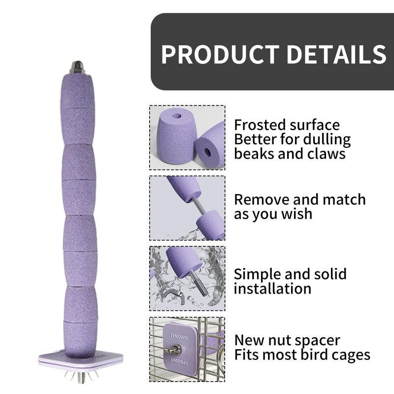 Parrot Perch Birds Nail File Perch Abrasive Surface Ceramic Paw Grinding Stick – Bird Nail File – for Parrots, Budgies, Parakeets, and Cockatiels Bird Cage Accessory (Purple, 7.8Inch) Purple - PawsPlanet Australia
