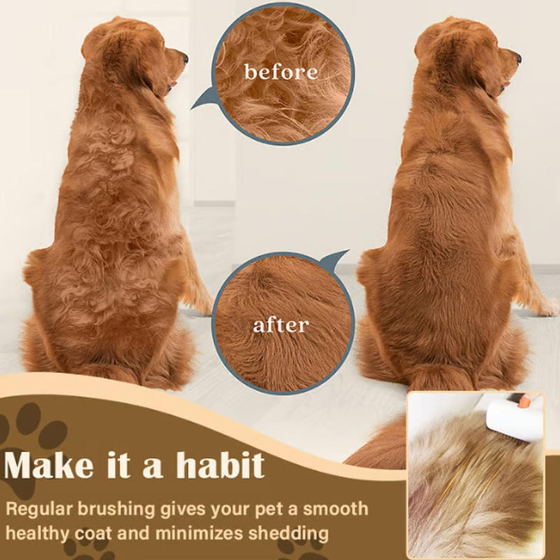 2-in-1 Pet Self-Detangling & Grooming Comb, Dual-mode Dog Deshedding Brush, Self Cleaning Pet Grooming Comb with Release Button, Undercoat Rake and Deshedding Tool for Dogs and Cats - PawsPlanet Australia