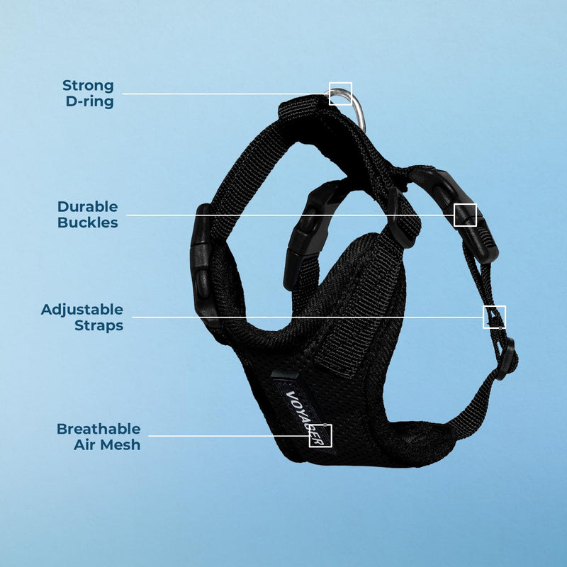 Voyager Step-in Lock Pet Harness - All Weather Mesh, Adjustable Step in Harness for Cats and Dogs by Best Pet Supplies - Black, XS (Pack of 2) - PawsPlanet Australia