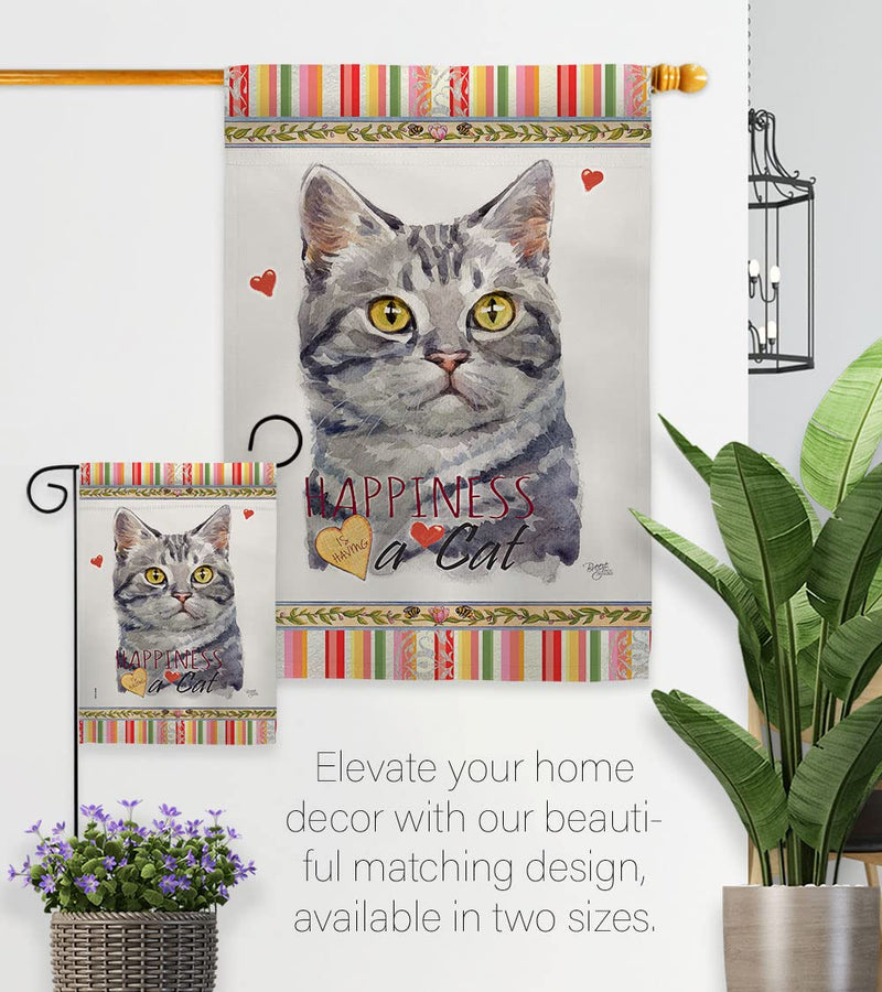 Breeze Decor Red American Short Hair Happiness Garden Flag-Set Mailbox Hanger Cat Kitten Meow Spoiled Paw Fur Pet Nature Farm Animal Creature House Banner Small Yard Gift Double-Sided, Made in USA - PawsPlanet Australia
